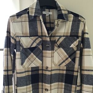 C by One  Flannel Barn Button Front Jacket  Size XS Blue/Beige